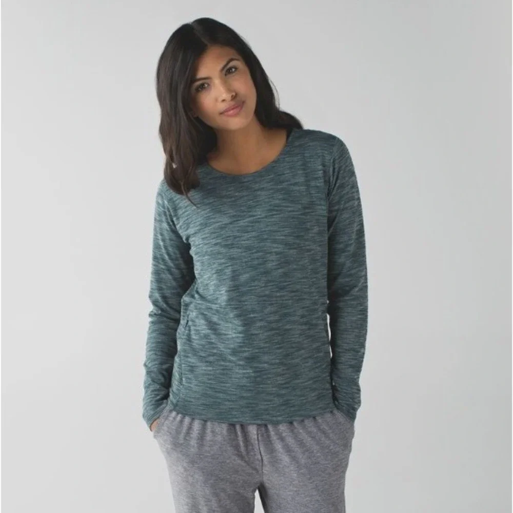 Lululemon &go City‎ Pullover Heathered Dark Fuel Green Size 10 Rulu Yoga Gym EUC